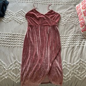Pink velvet wrap dress